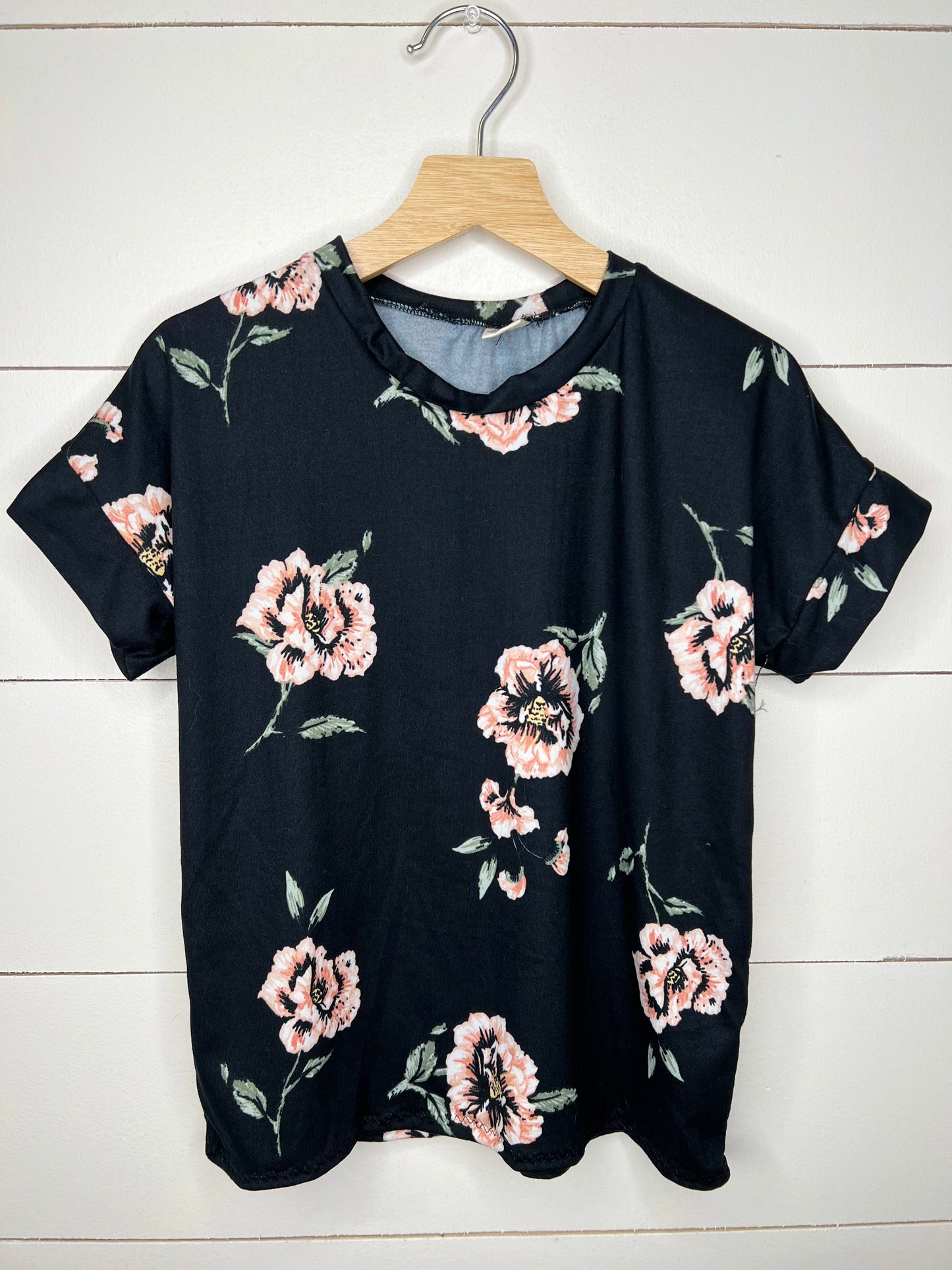 Blk w/roses boxy-T